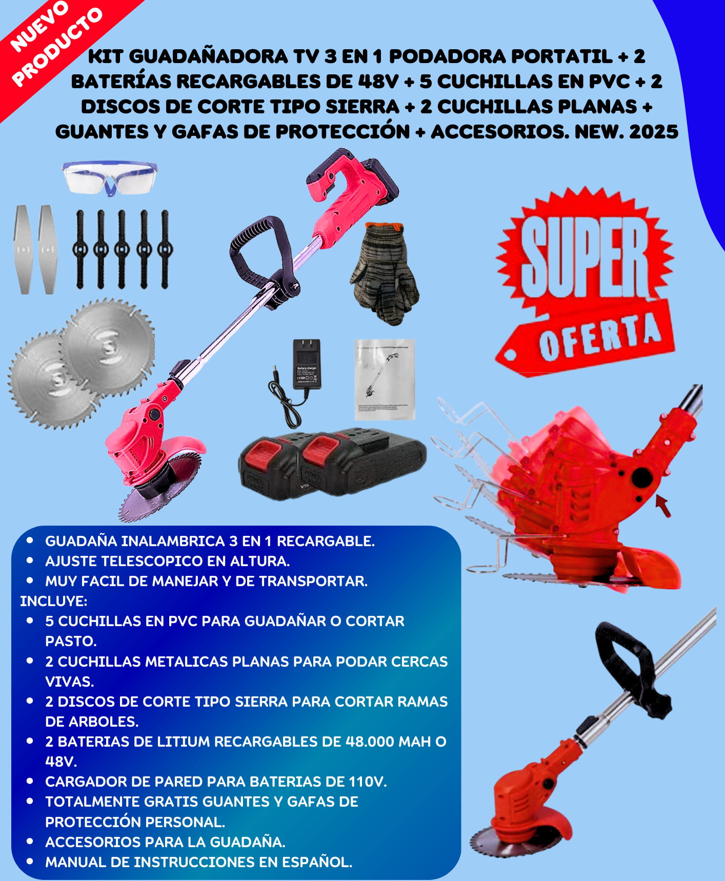 Kit Guadaña Turbo Max™ – Con Batería Extra 48V🔋 + Regalos Exclusivos 🎁