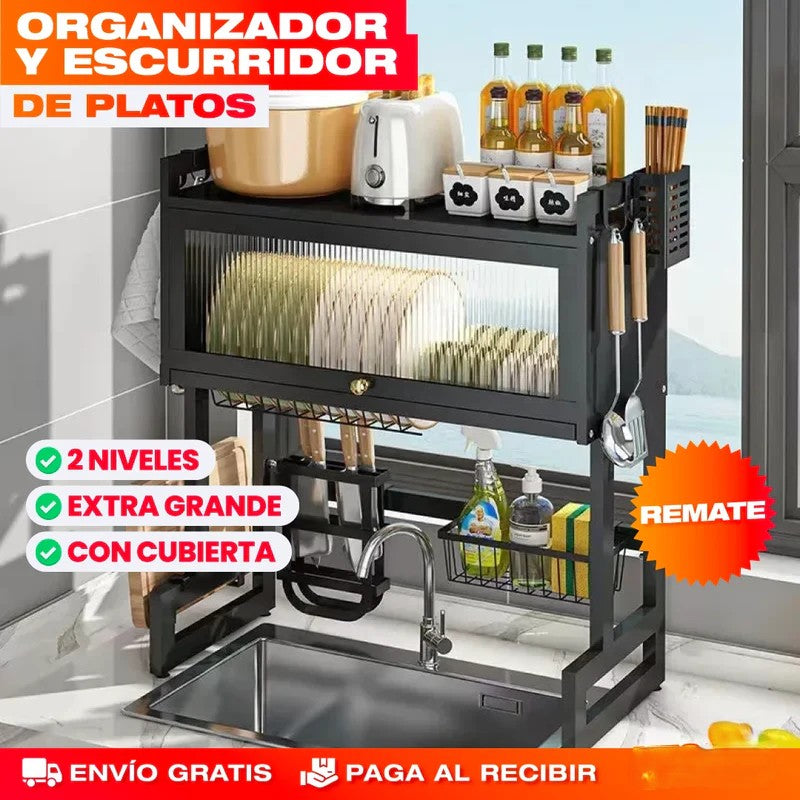 DryBox™ - ORGANIZADOR ESCURRIDOR DE PLATOS GRANDE 2 NIVELES