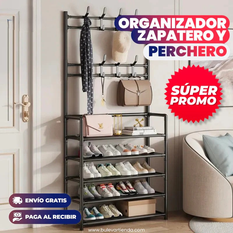 ORGANIZADOR DE ZAPATOS 5 NIVELES Y PERCHERO