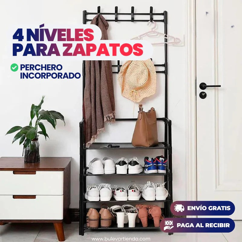 ORGANIZADOR DE ZAPATOS 5 NIVELES Y PERCHERO
