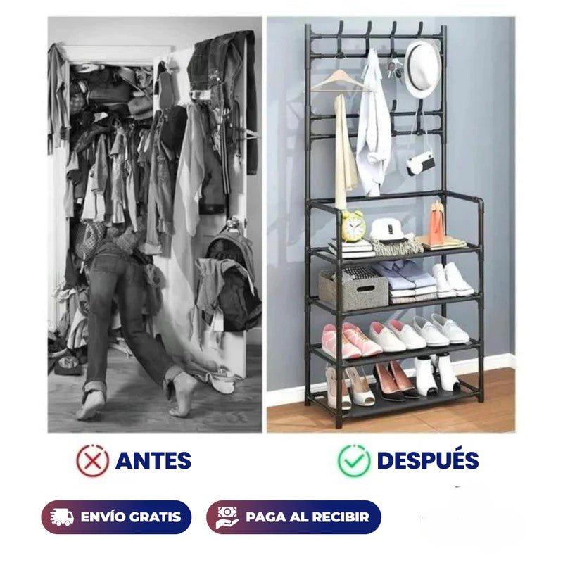ORGANIZADOR DE ZAPATOS 5 NIVELES Y PERCHERO