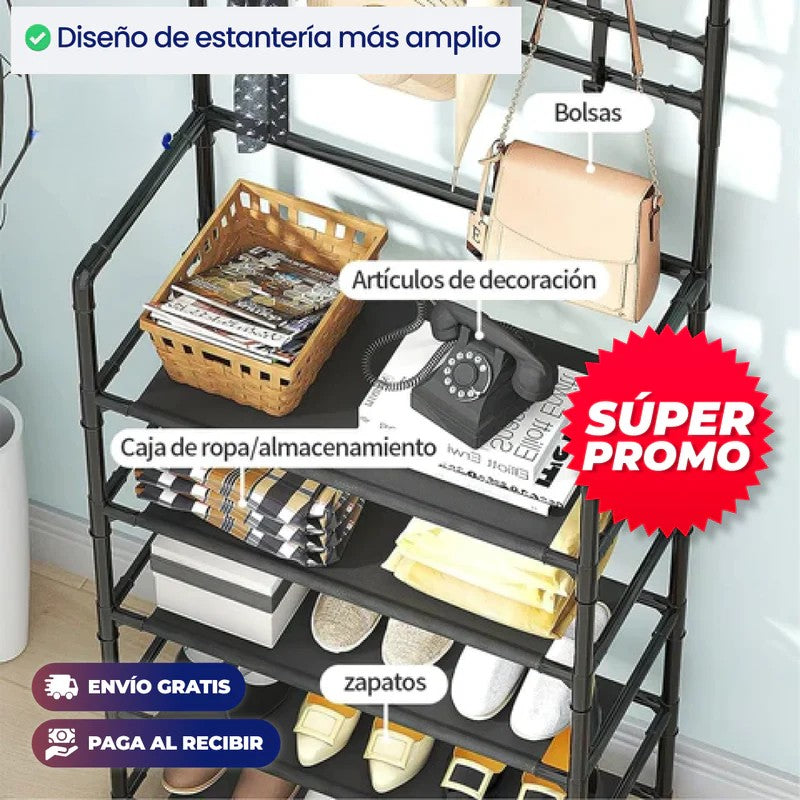 ORGANIZADOR DE ZAPATOS 5 NIVELES Y PERCHERO
