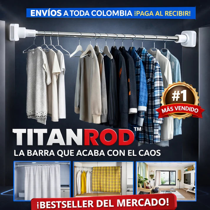 TITANROD™  (1,3 a 2,6 Metros) – LA BARRA QUE ACABA CON EL DESORDEN EN 30 SEGUNDOS 🔥