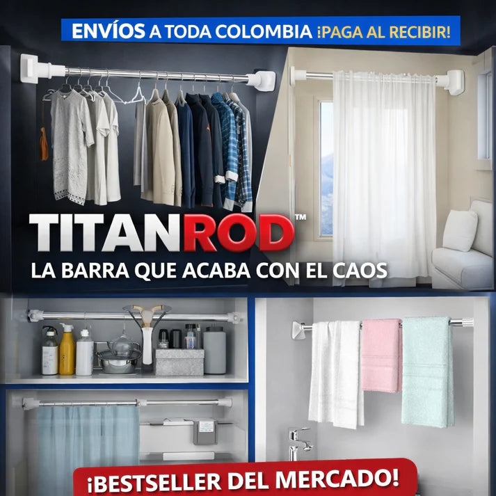 TITANROD™  (1,3 a 2,6 Metros) – LA BARRA QUE ACABA CON EL DESORDEN EN 30 SEGUNDOS 🔥
