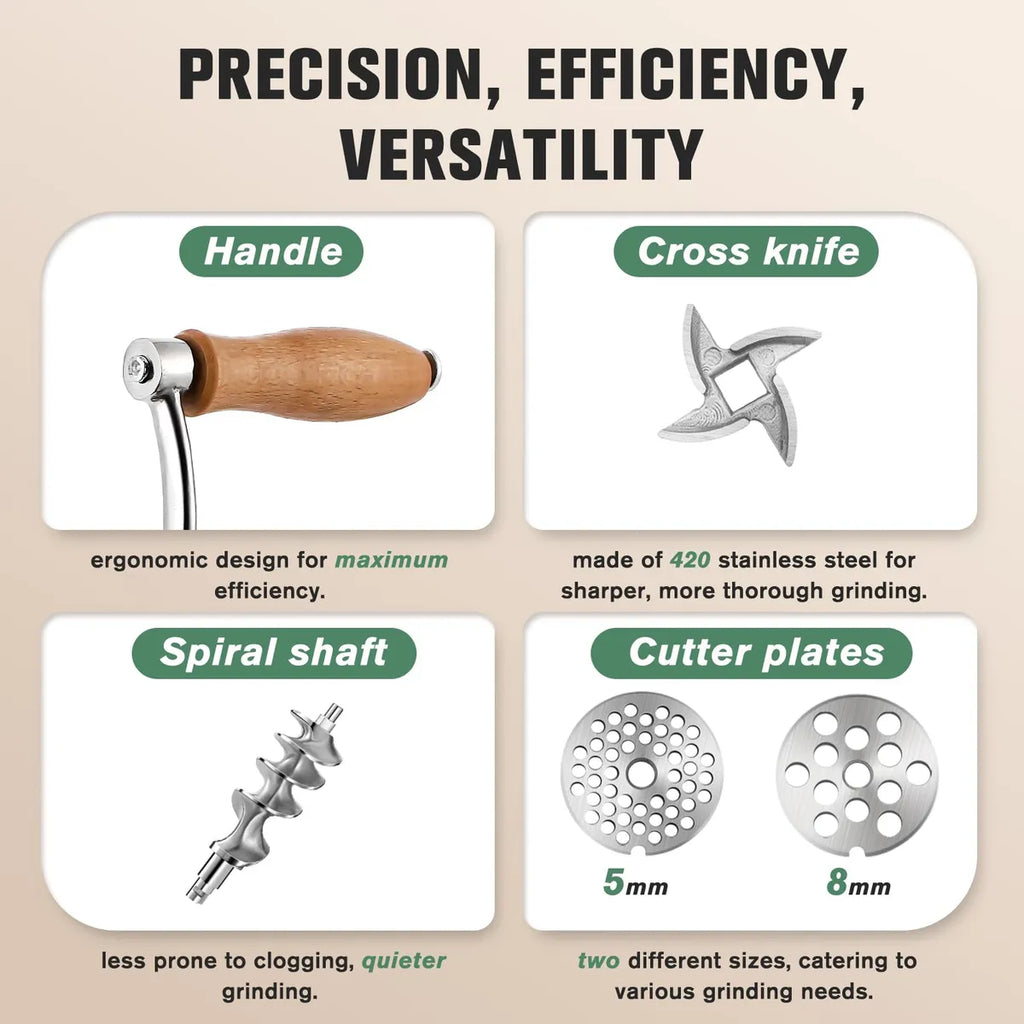 Molino de Carne Manual de Acero Inoxidable – Calidad Profesional que Dura Toda la Vida 💎🔩