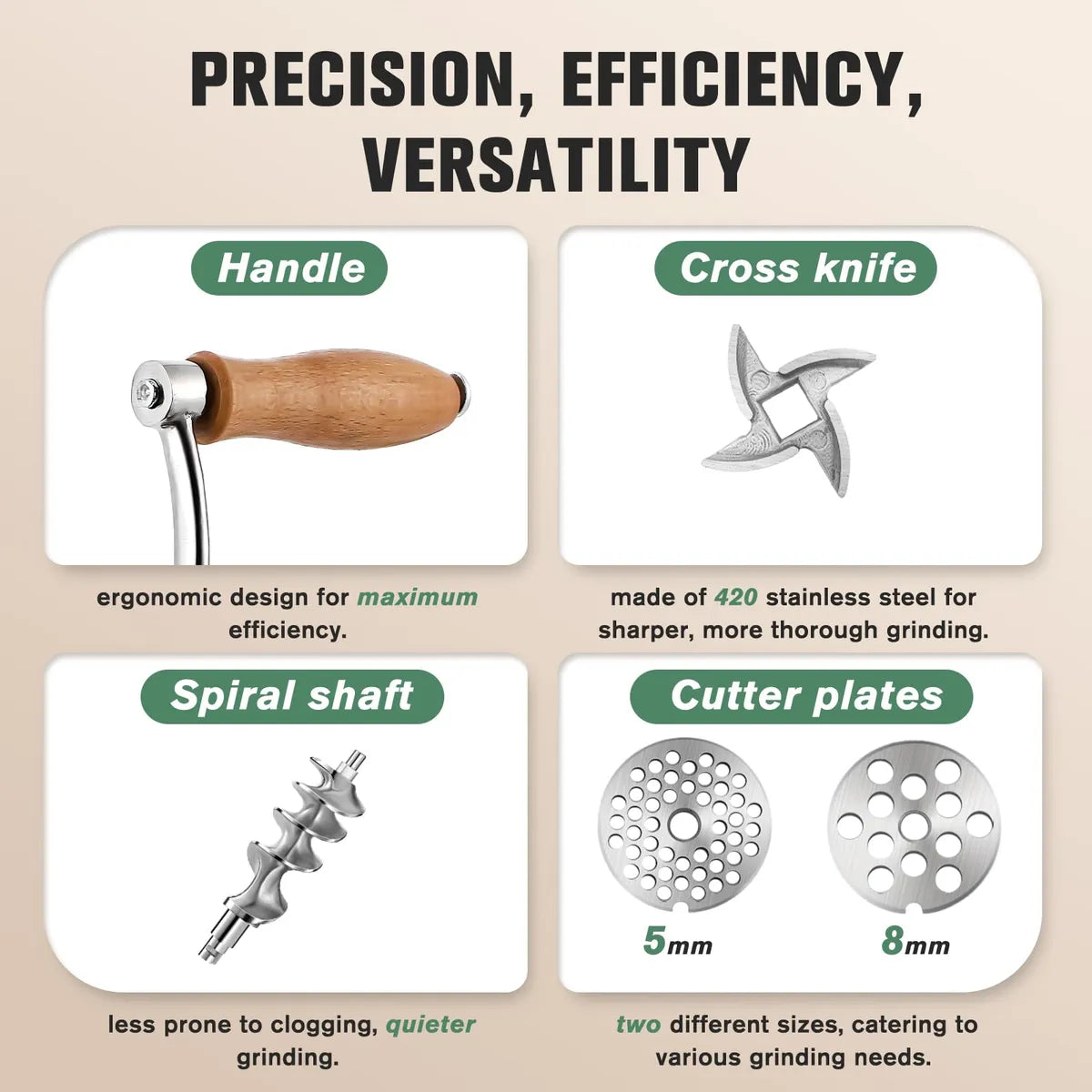 Molino de Carne Manual de Acero Inoxidable – Calidad Profesional que Dura Toda la Vida 💎🔩