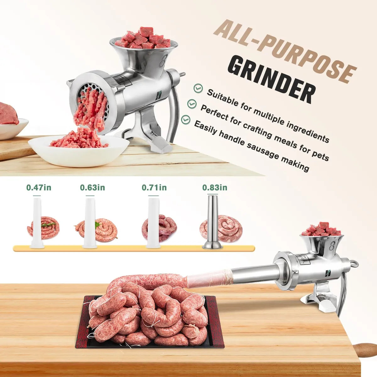 Molino de Carne Manual de Acero Inoxidable – Calidad Profesional que Dura Toda la Vida 💎🔩