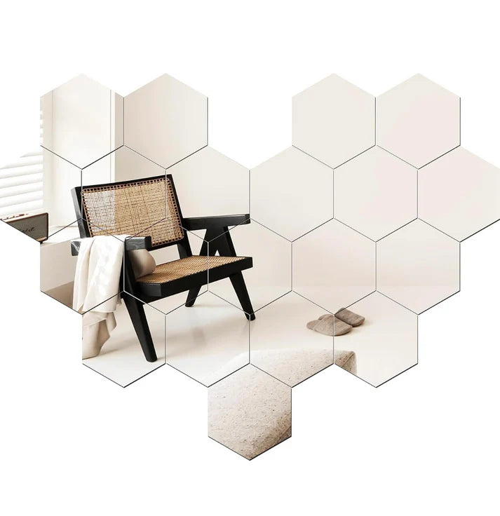 HexaView® / Espejo Hexagonales Adhesivos Decorativos  Pack x12PCS
