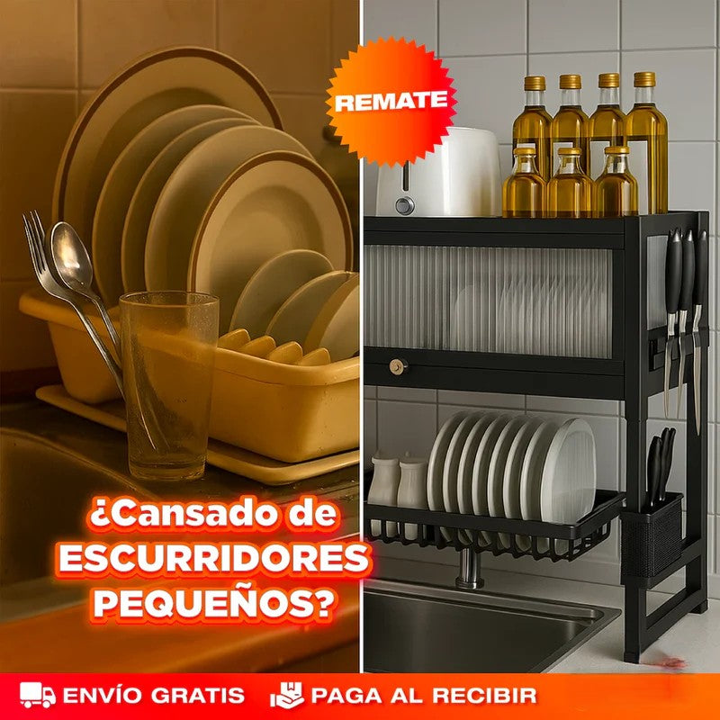 DryBox™ - ORGANIZADOR ESCURRIDOR DE PLATOS GRANDE 2 NIVELES