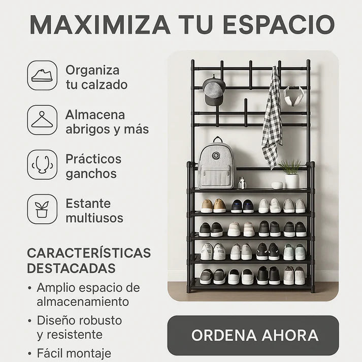 ORGANIZADOR DE ZAPATOS 5 NIVELES Y PERCHERO