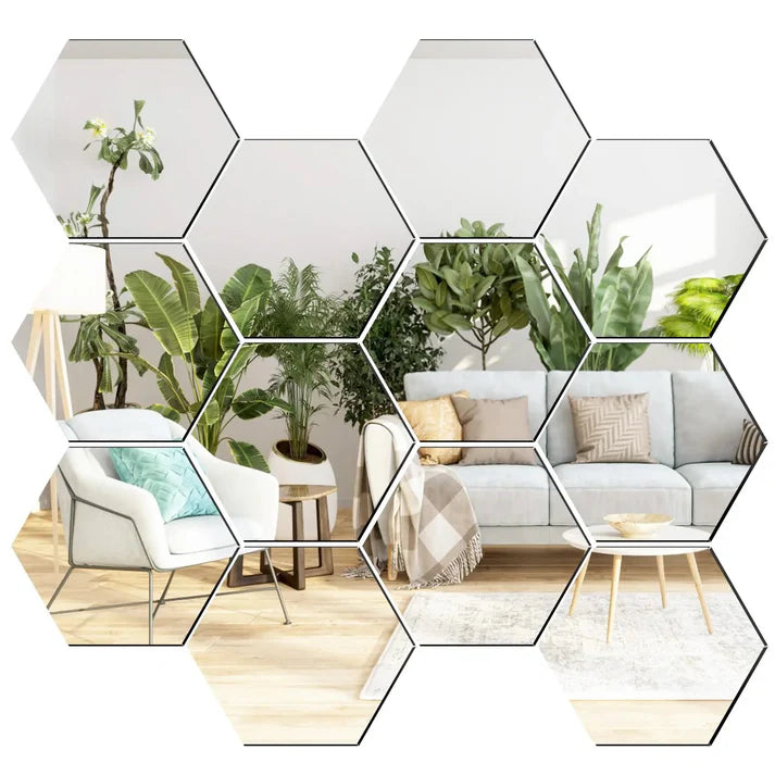 HexaView® / Espejo Hexagonales Adhesivos Decorativos  Pack x12PCS