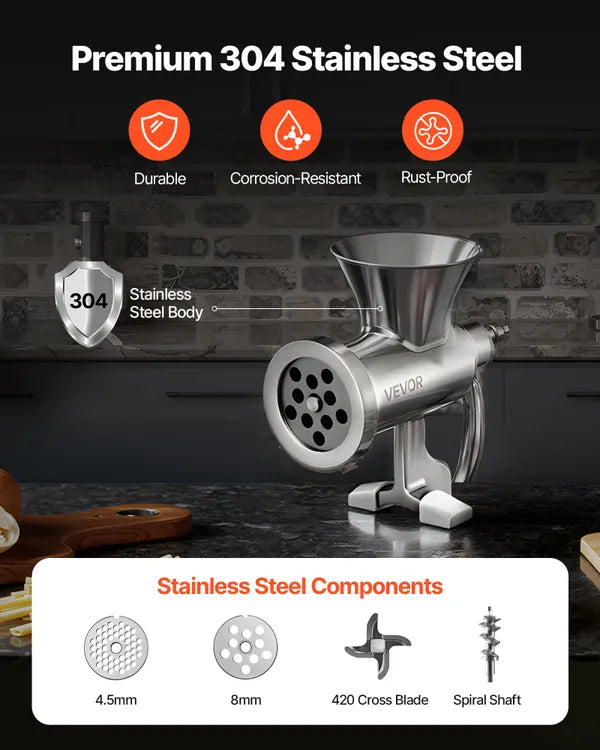 Molino de Carne Manual de Acero Inoxidable – Calidad Profesional que Dura Toda la Vida 💎🔩
