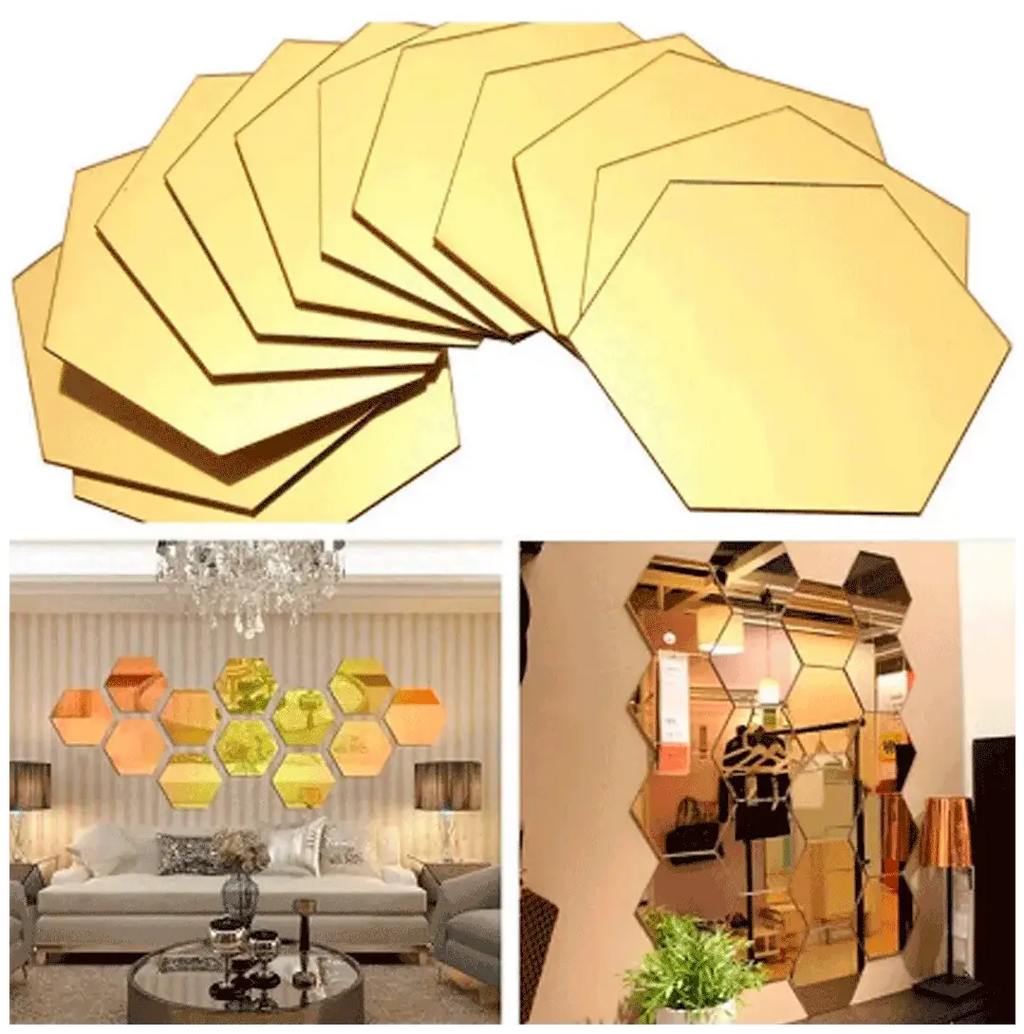 HexaView® / Espejo Hexagonales Adhesivos Decorativos  Pack x12PCS
